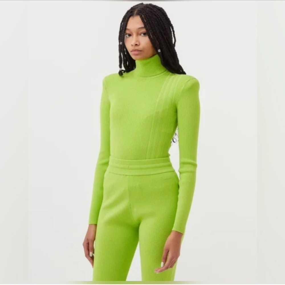 Vibrant Green Turtleneck Knit Set